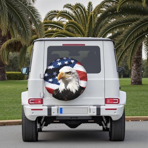 American Flag Star Spare Tire Cover USA Eagle Wheel Covers 14 Inch - Image 7