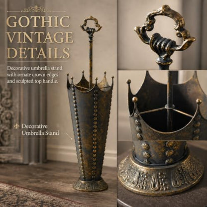Vintage Umbrella Stand for Entryway, Metal Umbrella Holder - Image 4