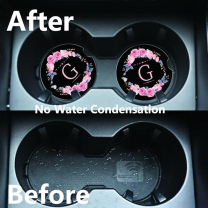 2pcs Letter G Car Coasters, Absorbent Universal neoprener Cup Holder Coasters - Image 5