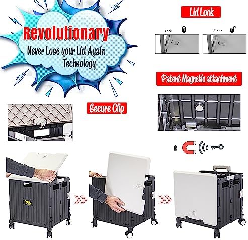 dbest Products Quik Cart Swing Lid Four Swivel Wheeled Rolling Crate Teacher - Image 3