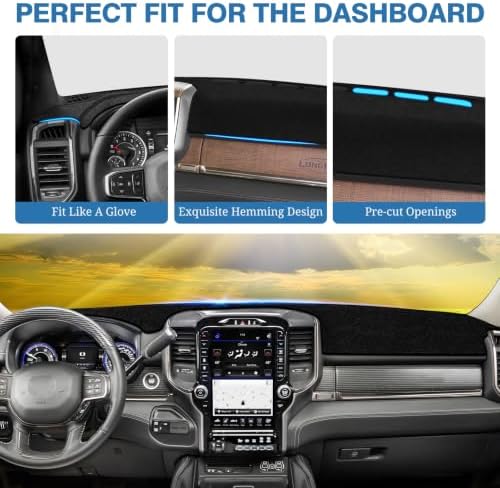 FIILINES Dash Cover for 2019-2024 2025 2026 Dodge Ram 1500 2500 3500, - Image 4