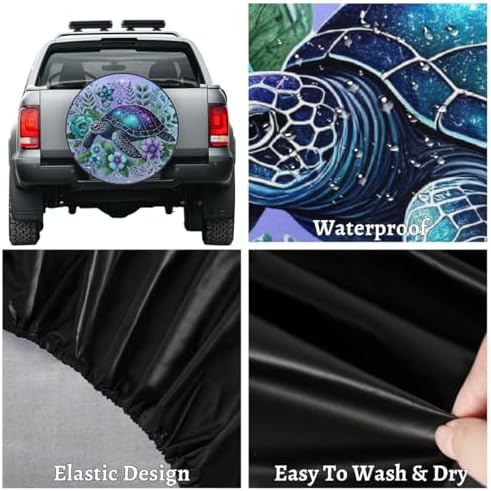 Turtle Leaf Purple Flower Spare Tire Cover Waterproof Dust-Proof Spare Wheel - Image 4