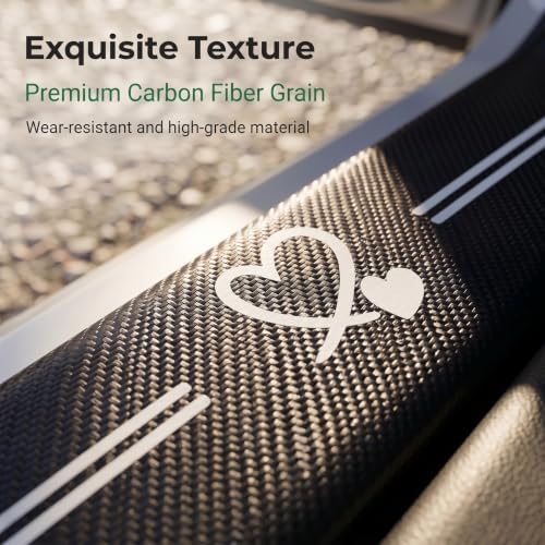 5 PCS Car Door Sill Guard Stickers, Carbon Fiber Heart Pattern Car Door Sill - Image 5