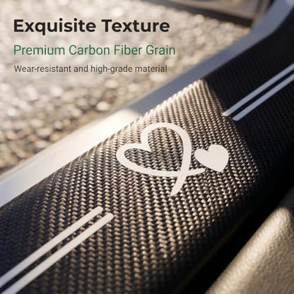 5 PCS Car Door Sill Guard Stickers, Carbon Fiber Heart Pattern Car Door Sill - Image 5