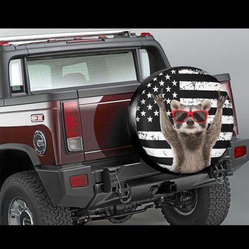 Spare Tire Covers for Trailers, Funny Raccoon Rock Flag USA Wheel Protectors - Image 2
