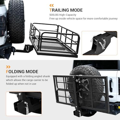 Hitch Cargo Carrier Rack, Fits 2" Receiver – Folding Hitch-Mounted Cargo Carrier - Image 2