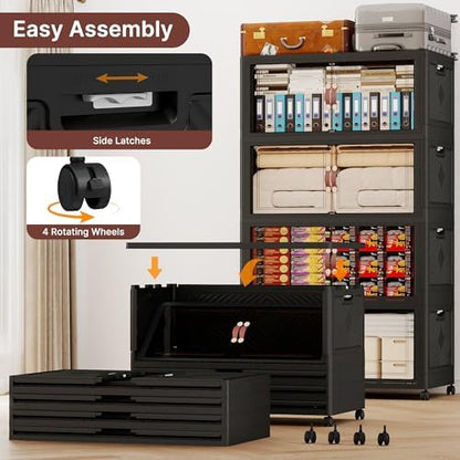Stackable Storage Bins with Doors & Lids & Wheels - Image 5