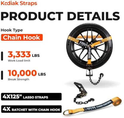 4 Pack Ratchet Car Tie Down Strap - Image 2