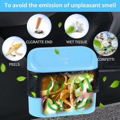 Accmor Car Trash Can with Lid, Mini Vehicle Garbage Can with 30 Trash Bags - Image 5