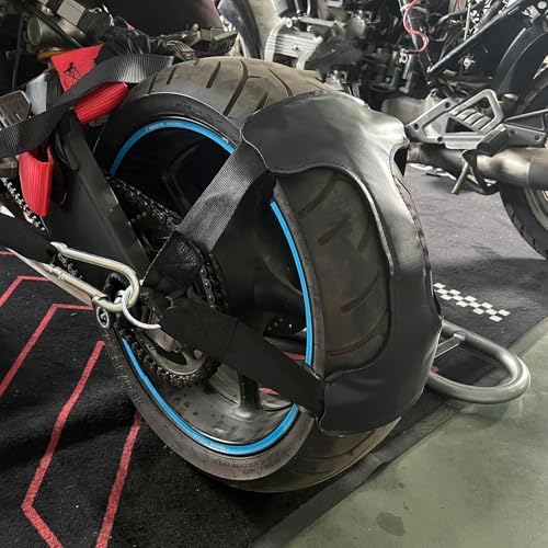 MOTO4U Universal Motorcycle Rear Wheel Tie Down Strap in Upgrade Black - Image 4