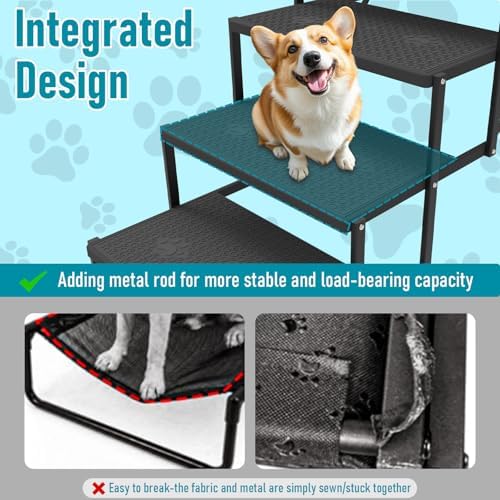 Dog Stairs for car, 6 Steps Foldable Dog Steps for Truck, Upgraded Non-Slip Pet - Image 2