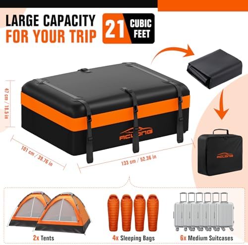 Car Roof Bag 21 Cubic Feet Waterproof 840D Heavy Duty Rooftop Cargo Carrier Bag - Image 4