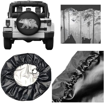 Bear Forest Mist Landscape Spare Tire Cover Camping Tire Wheel Covers - Image 5