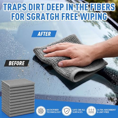 Shimeyao 30 Pcs 12"x12" Waffle Weave Microfiber Towels Lint Free Rags - Image 4