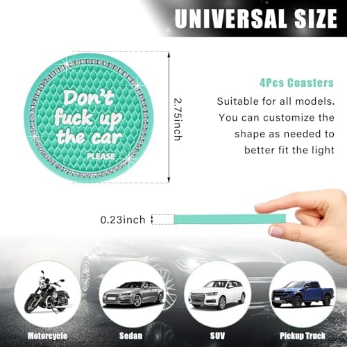 Ziciner 4 Pack Bling Car Cup Holder Coaster, 2.75 Inch Anti-Slip Auto Insert - Image 2