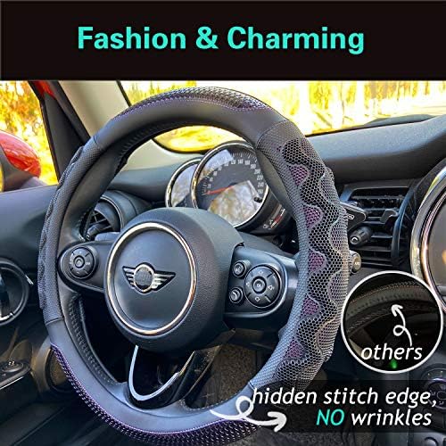 PINCTROT Steering Wheel Cover Great Grip Honeycomb Design 15 Inch - Image 2