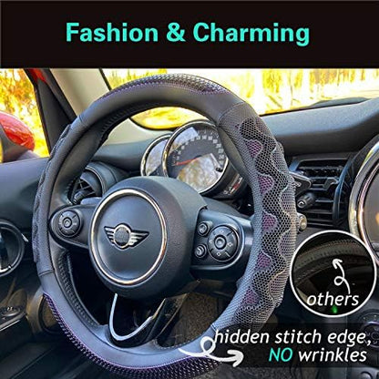 PINCTROT Steering Wheel Cover Great Grip Honeycomb Design 15 Inch - Image 2