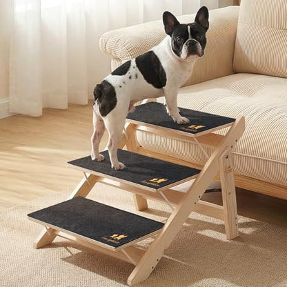Luciphia Wooden 2-in-1 Dog Stairs, 3-Step Foldable Anti-Slip Pet Steps by luciphia