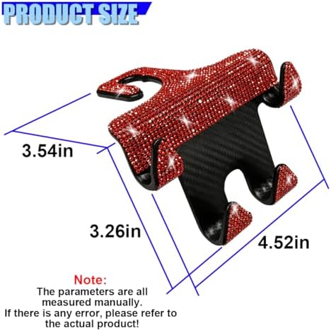 Craedli 2PCS Bling Rhinestone Car Seat Headrest Hooks, Shiny Crystal Auto - Image 2