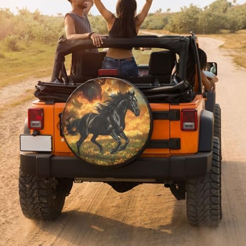 3D Horse Print Spare Tire Cover Dust-Proof Wheel Tire Cover Fit Trailer - Image 4