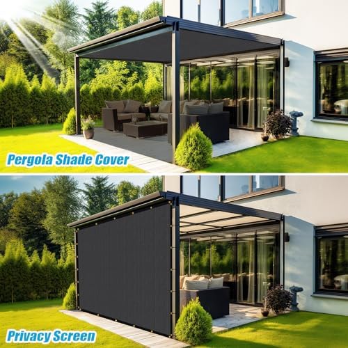 Amagenix 90% Pergola Shade Cover 8'X 23' Dark Gray Sun Shade Cloth - Image 4