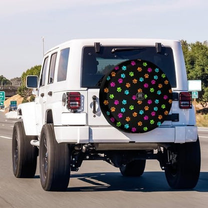 Colorful Dog Cat Paw Print Spare Tire Cover - Image 2