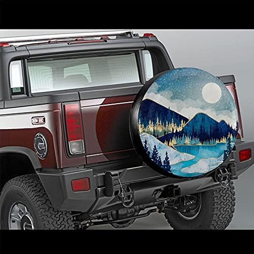 Blue Gold Spare Tire Cover Mountain Tree Star Wheel Cover 15 Inch - Image 2