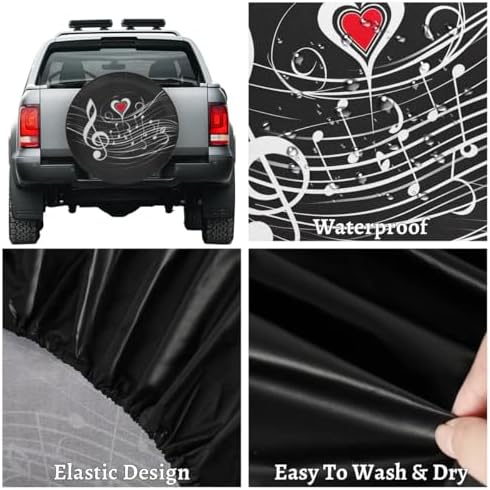 Spare Tire Cover for RV Trailer, Musical Notes Prints Tire Covers Universal Fit - Image 4