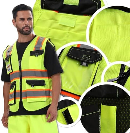 JKSafety Safety Vest for Men Women Hi Vis Reflective Vest JK220 YBlack XL - Image 5