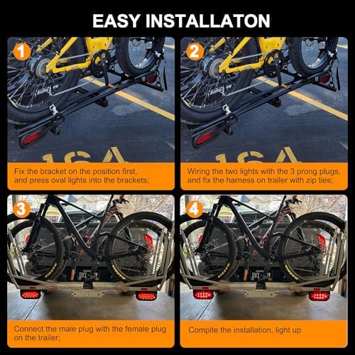 Partswcgg 6" Inch Oval Led Trailer Hitch Cargo Carrier Tail Lights Kit - Image 5