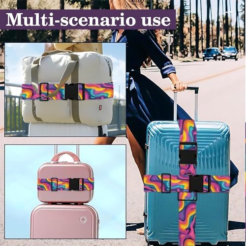 2PC, Colorful Abstract Luggage Strap 1.97 x 70.87 inch Multicolor Wave Pattern - Image 6