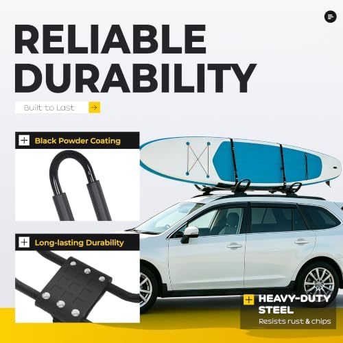 J-Bar Roof Rack Kayak Carrier, 2 Pairs Steel Canoe Boat Surf Ski Gear - Image 5