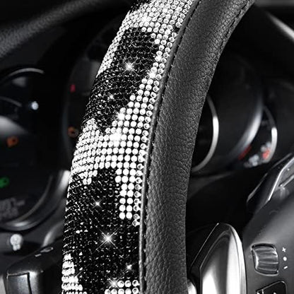 CAR PASS Bling Cow Print Diamond Steering Wheel Cover, - Image 2