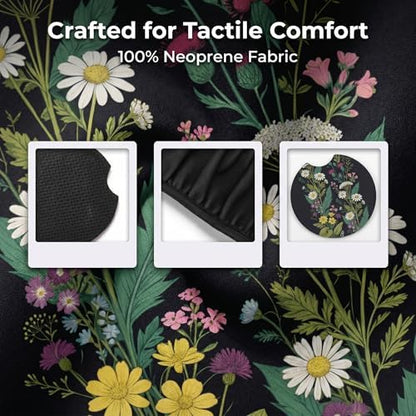 Wildflower car Steering Wheel Cover Women 15in Flower 2 Cup Coasters - Image 4