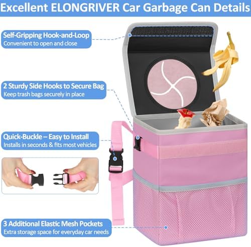 ELONGRIVER Car Trash Can for SUVs, Vans - Image 4