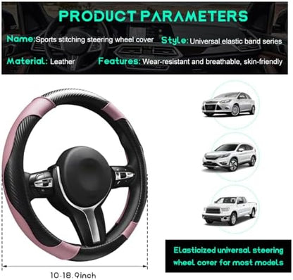 Car Steering Wheel Cover, 15 inch Carbon Fiber Microfiber Leather Elastic - Image 2