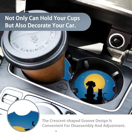 Dog Cat Car Cup Holder Coaster, Moon Night Starry Sky Car Coasters - Image 6