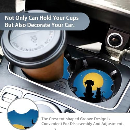 Dog Cat Car Cup Holder Coaster, Moon Night Starry Sky Car Coasters - Image 6