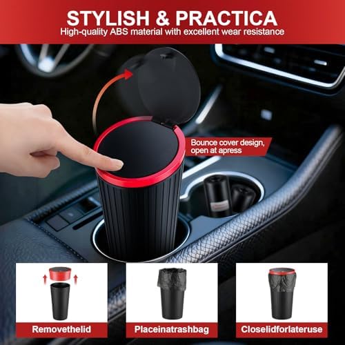 SINGARO Car Trash Can with Lid, Leakproof Mini Garbage Bin - Image 3