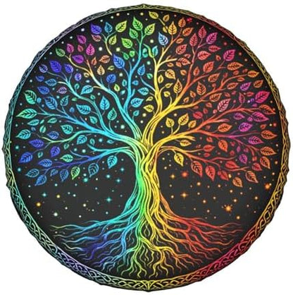 Spare Tire Cover，Tree of Life Rainbow Leaves Camper Spare Tire Cover Waterproof - Image 7