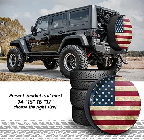 Retro American Flag Spare Tire Cover Fit - Image 6