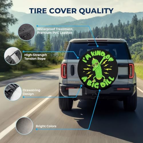 GENANY Funny Pickle Quote Thick PVC Leather Spare Tire Cover Size 14 - Image 4