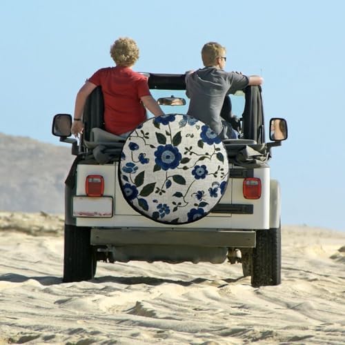 Blue and Green Flowers Camper Spare Tire Cover Spring Summer Wheel Protectors - Image 6