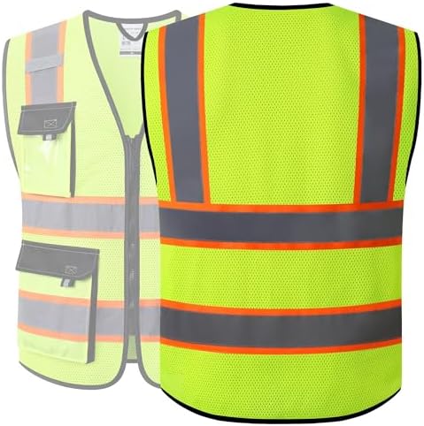 JKSafety Safety Vest for Men Women Hi Vis Reflective Vest JK220 Yellow XL - Image 5