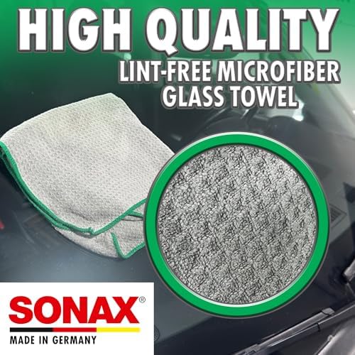SONAX Glass Cleaning Microfiber Cloths | Lint-Free Waffle Weave Towels - Image 4