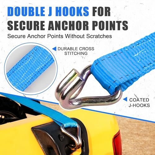 AWELCRAFT 1.5in x 15ft Ratchet Straps 4 Pack, 4500lbs Heavy Duty Tie Downs - Image 5