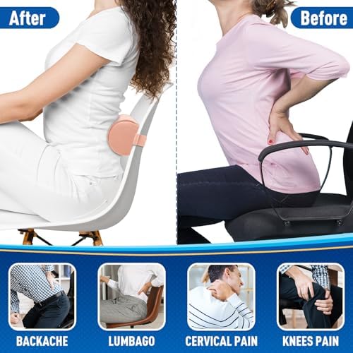 CushZone Lumbar Roll Support Pillow, Memory Foam Back Cushion - Image 5