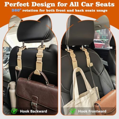 Amooca Anti-drop Car Headrest Hooks 4 Pack Seat Organizer - Image 3