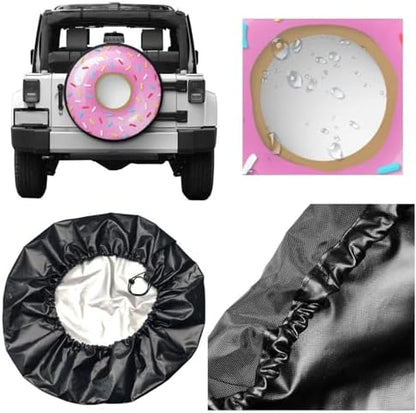 Funny Pink Donut Spare Tire Cover Doughnut Tire Wheel Covers Weatherproof - Image 5