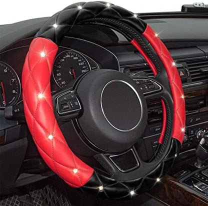 Black Red Steering Wheel Cover, Universal Car Steering Wheel Protector - Image 3